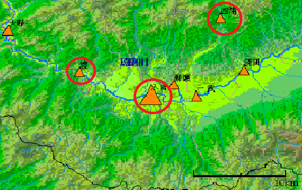 球磨川上流水位観測所位置図